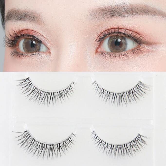 Lasgoos Natural Look Fake Eyelashes - 3 Pairs Invisible Band For Daily Makeup & Weddings