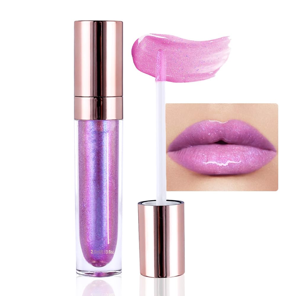 Evpct Light Plum Chameleon Glitter Lipstick - Long Lasting Waterproof Gloss For Women