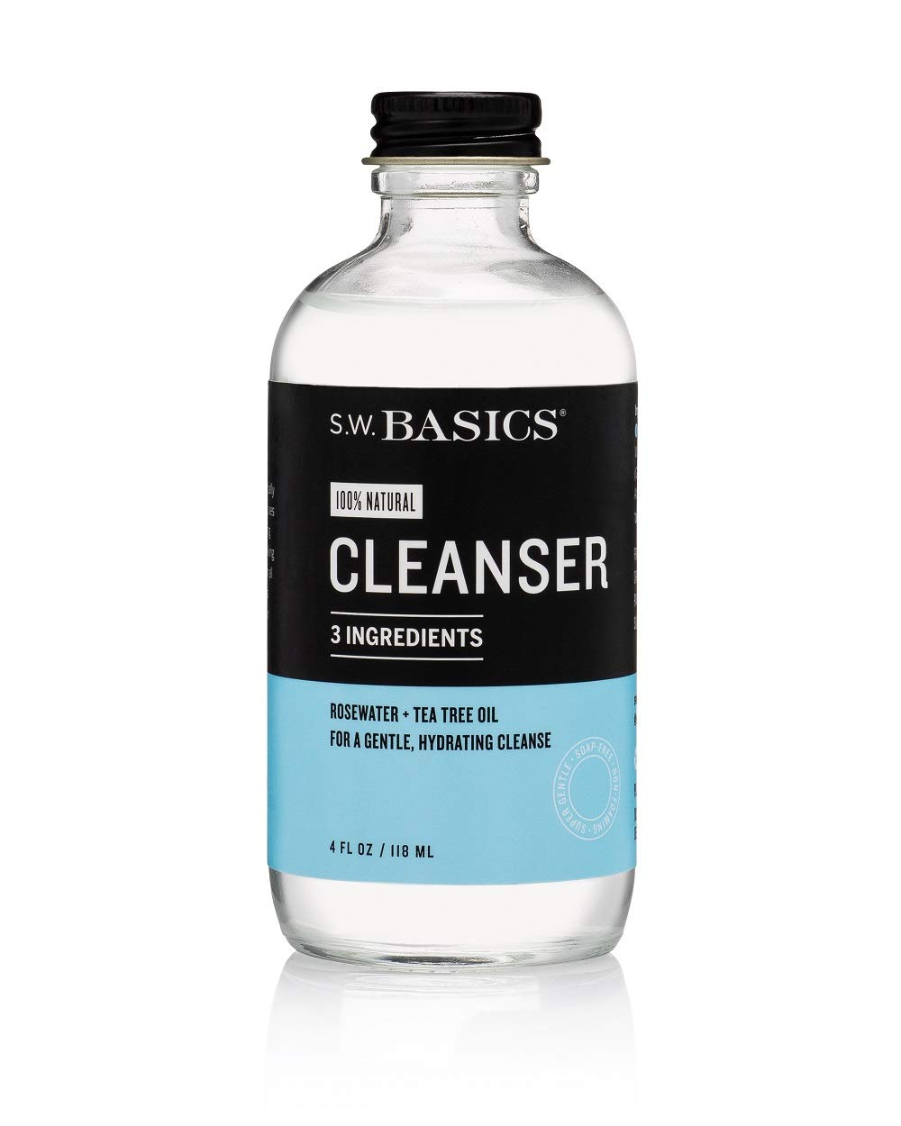 S.W. Basics Rosewater & Tea Tree Oil Cleanser, 4Oz - Natural Face Wash For Sensitive Skin