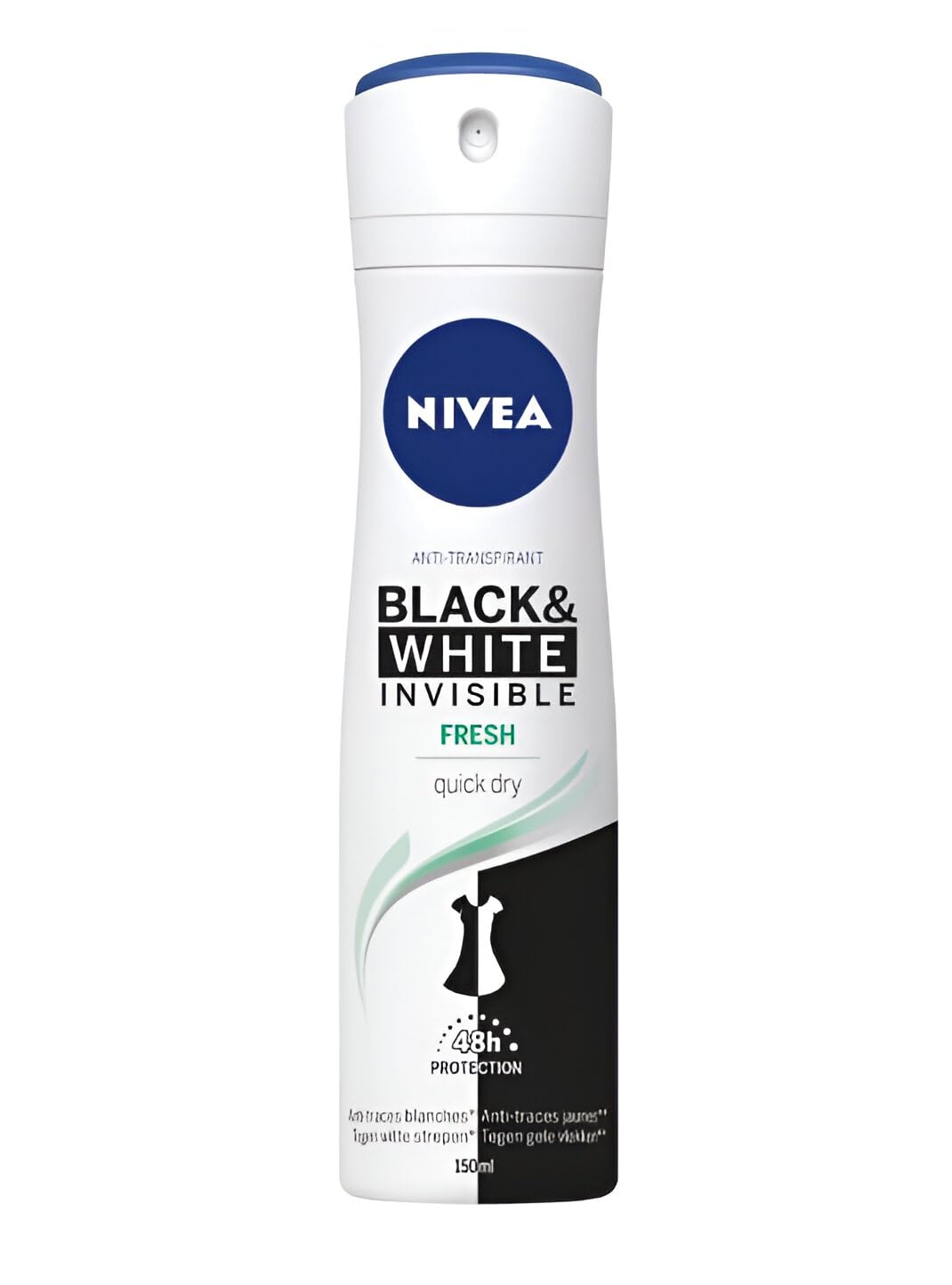 Nivea Invisible Black & White Fresh Anti-Perspirant Deodorant, 2 Pack Of 150Ml