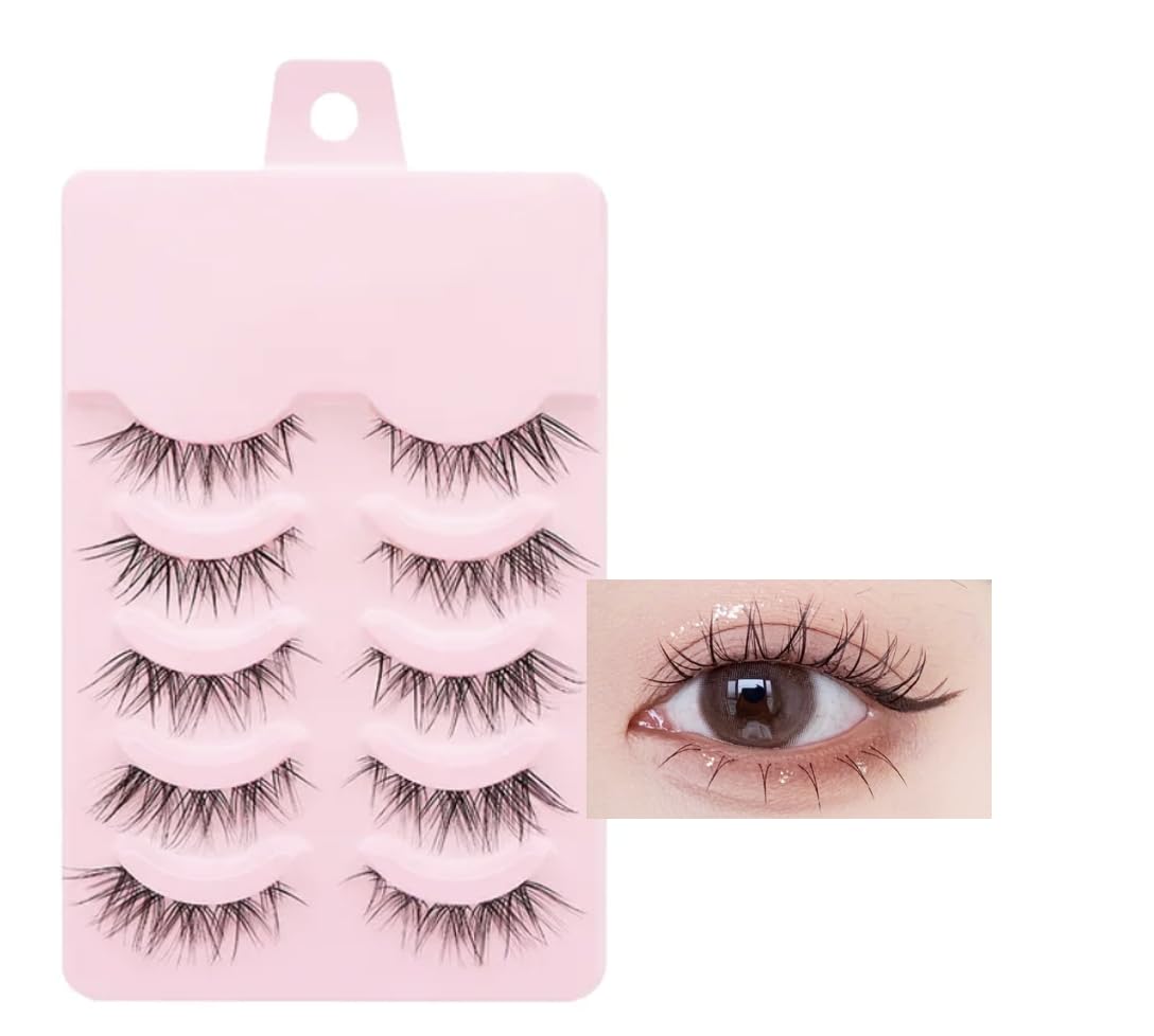 Dx Grandway 3D Volume Anime Lashes - Natural Look False Eyelashes, 5 Pairs Cosplay Mink Lashes