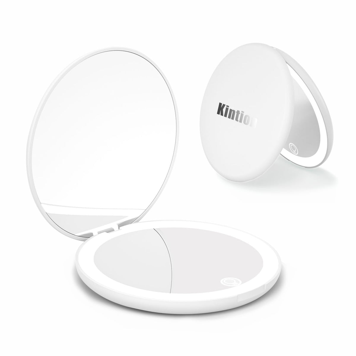 Kintion 4&quot; Travel Mirror With Light, 1X/10X Magnification, Dimmable Led, Portable White