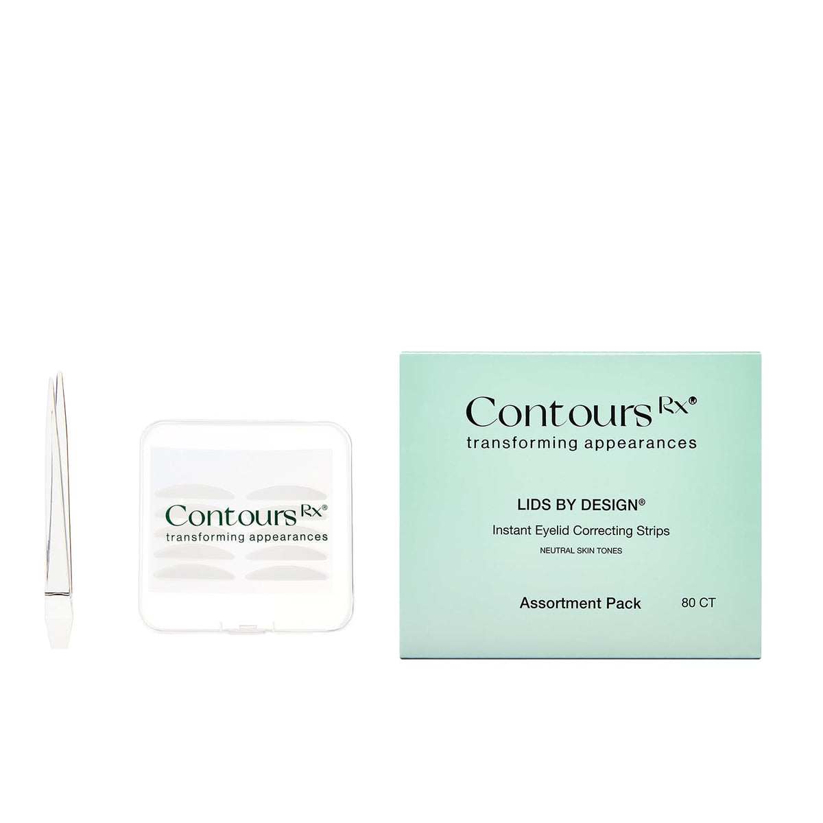 Contours Rx Eyelid Strips - Medical Grade For Heavy, Hooded Lids - Transparent 80Ct Assortment