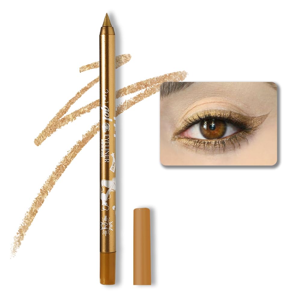 Kaely Gold Pencil Eyeliner - Waterproof, Smudge-Proof, Long-Lasting Gel Eye Liner, A-04 Gold