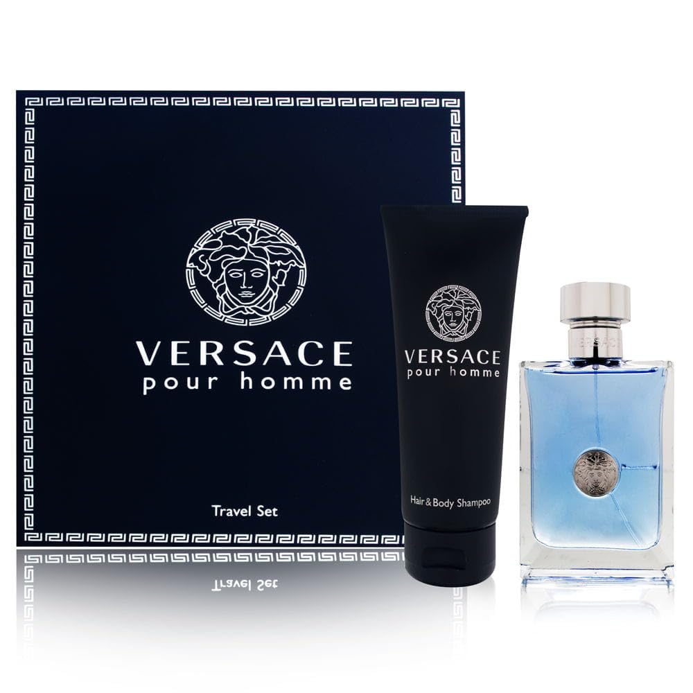 Versace Pour Homme Men Gift Set - Eau De Toilette Spray & Hair And Body Shampoo, 5.28 Fl Oz