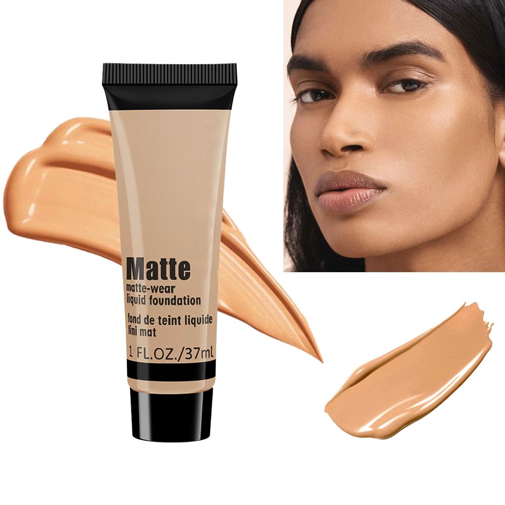 Suake Liquid Foundation Cream - Full Coverage Matte Concealer, Oil Control, Waterproof, Beige 6#