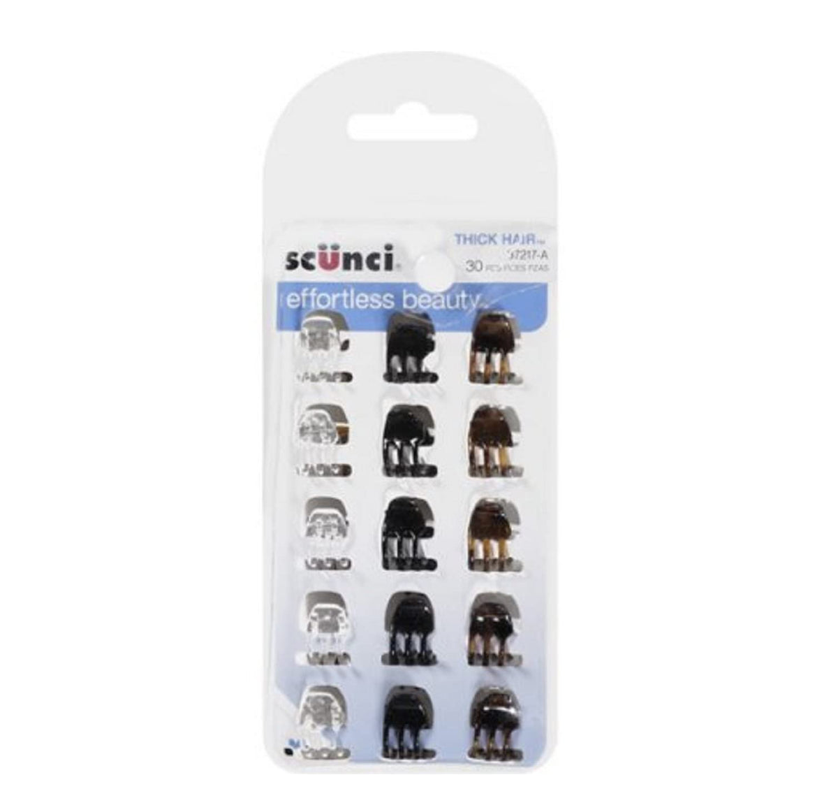 Scunci Mini Jaw Clips, 30 Count, Effortless Beauty, White Hair Accessories