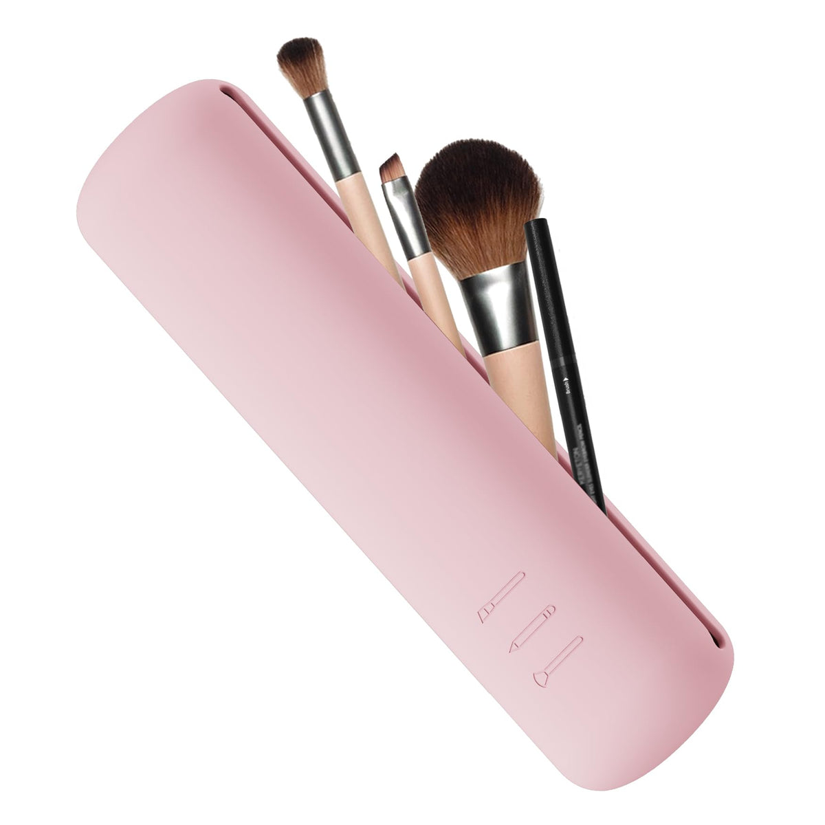 Fvion Pink Silicone Travel Makeup Brush Holder Case With Magnetic Closure & Covers