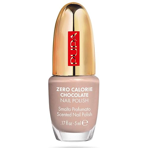 Pupa Milano Zero Calorie Chocolate Nail Polish, 002 Cappuccino, Glass-Effect Gel, 0.17 Oz