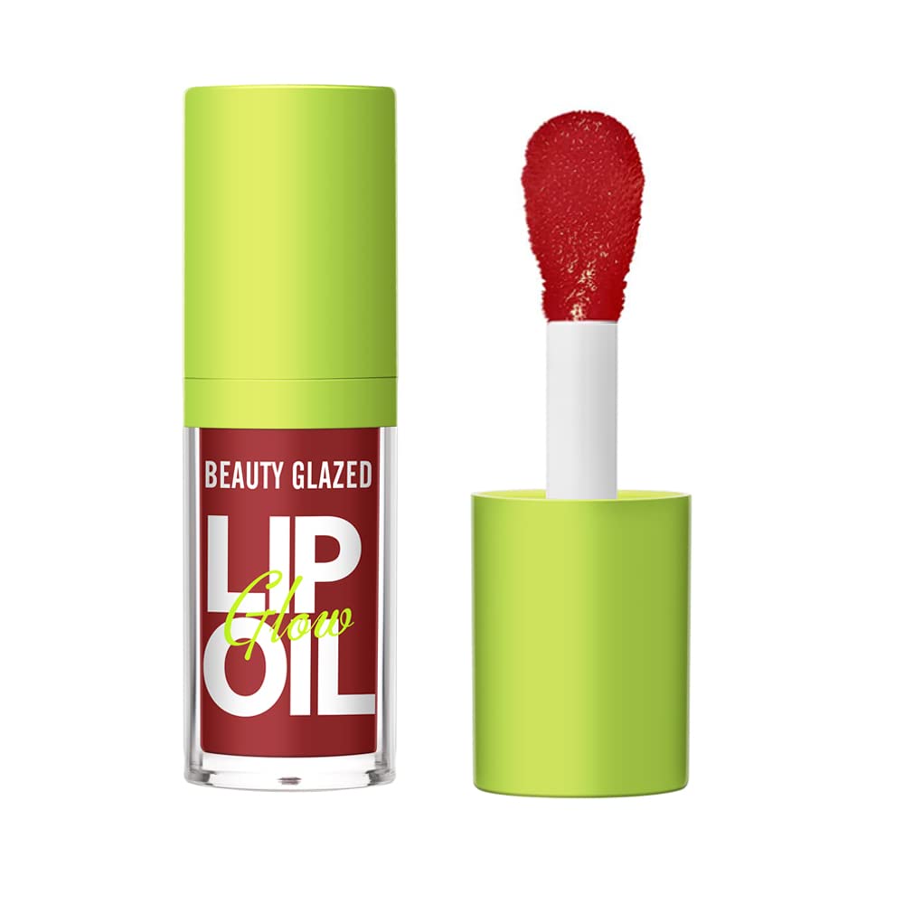 Beauty Glazed Lip Oil, 105# Passion, Ultra-Hydrating Vegan Gloss, Non-Sticky, 0.14 Fl