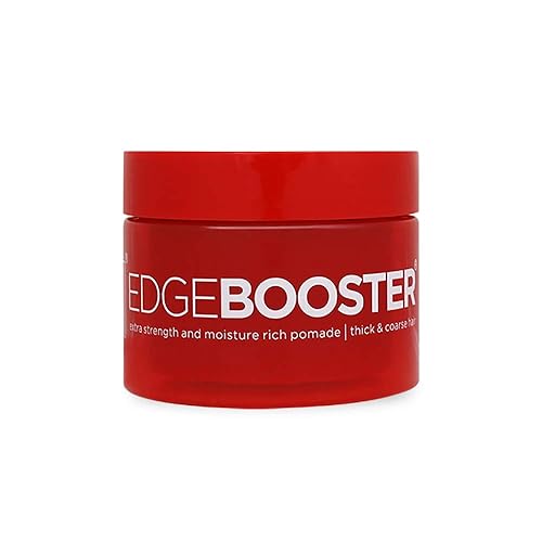 Edge Booster Strong Hold Pomade - Water-Based, Super Shine & Moisture, 3.38Oz (Ruby)