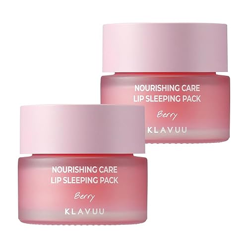 Klavuu Lip Mask Set (2Pcs) - Deep Hydrating Korean Lip Balm For Dry, Chapped Lips, Berry Flavor