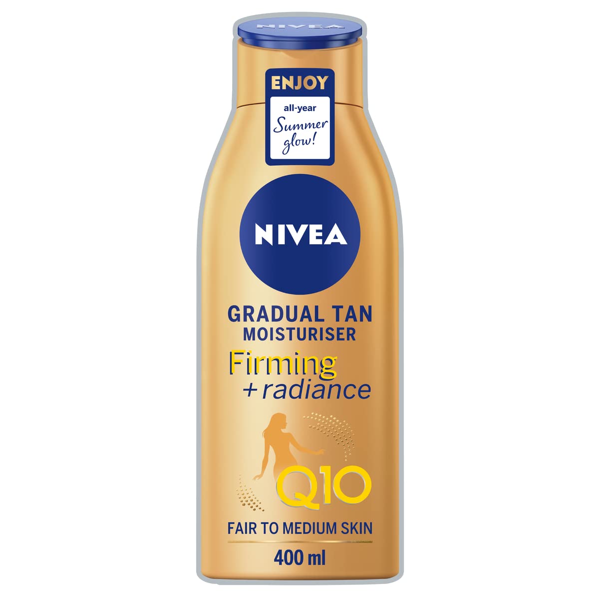 Nivea Q10 Firming Plus Radiance Gradual Tan Cream, 400Ml - Tanning Moisturiser For Radiant Glow