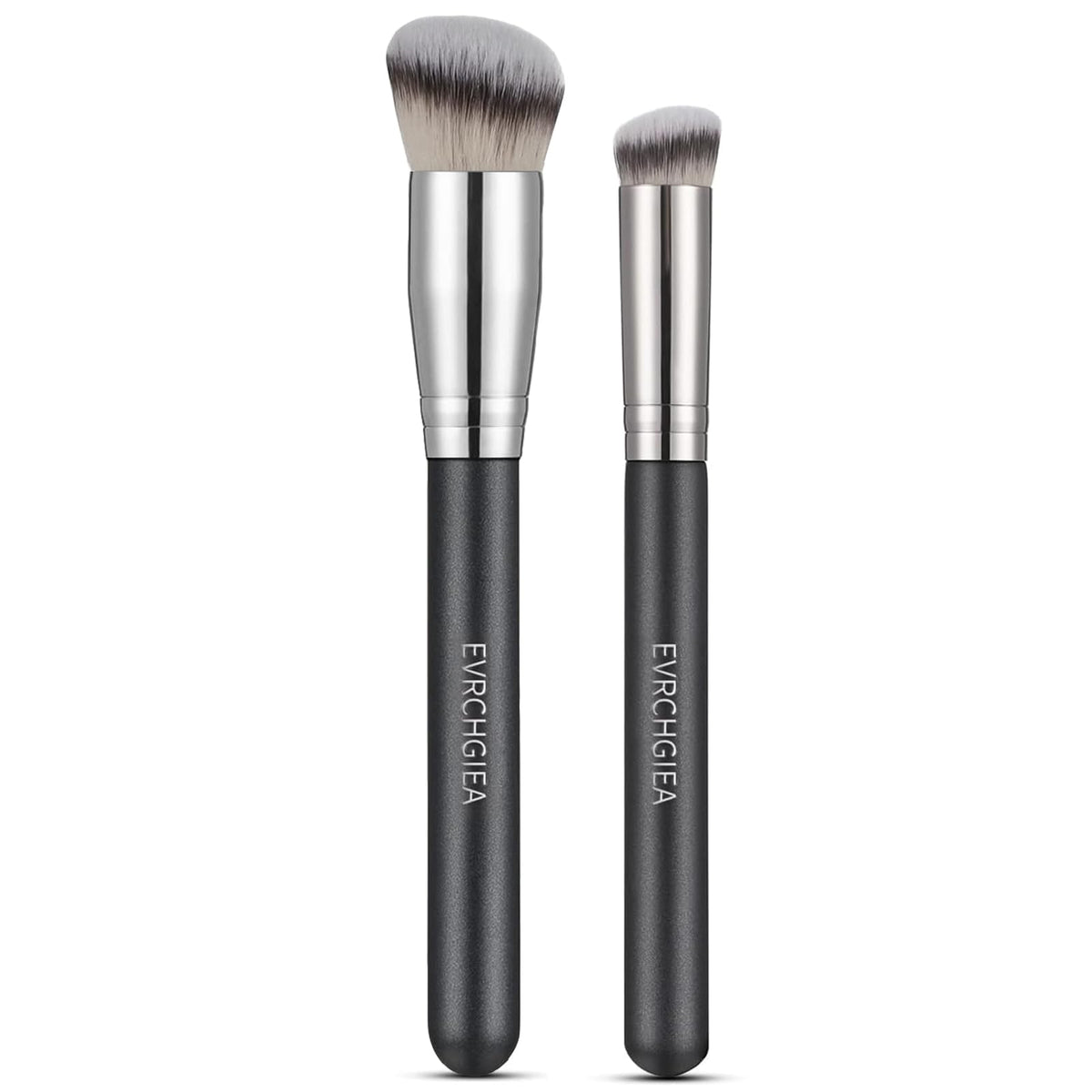 Evrchgiea Angled Flat Foundation Concealer Brush Set, 2Pcs Kabuki For Blending & Contouring