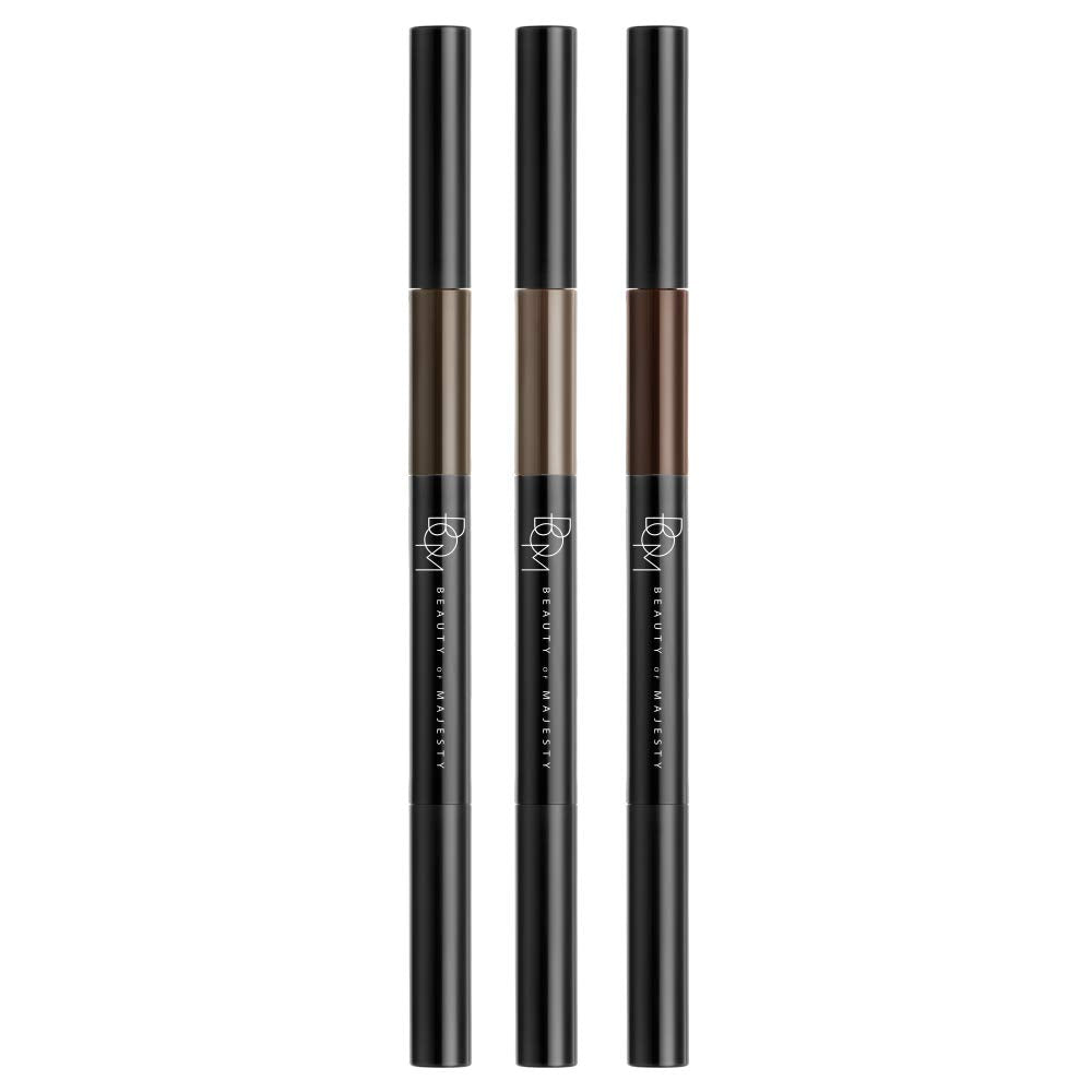 Bom 3 In 1 Eyebrow Pencil - Dark Brown, Waterproof With Blender & Spoolie, Long Lasting