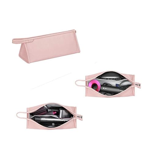 Buwico Pink PU Leather Travel Case for Dyson Airwrap & Supersonic Hair Dryer - Waterproof Organizer