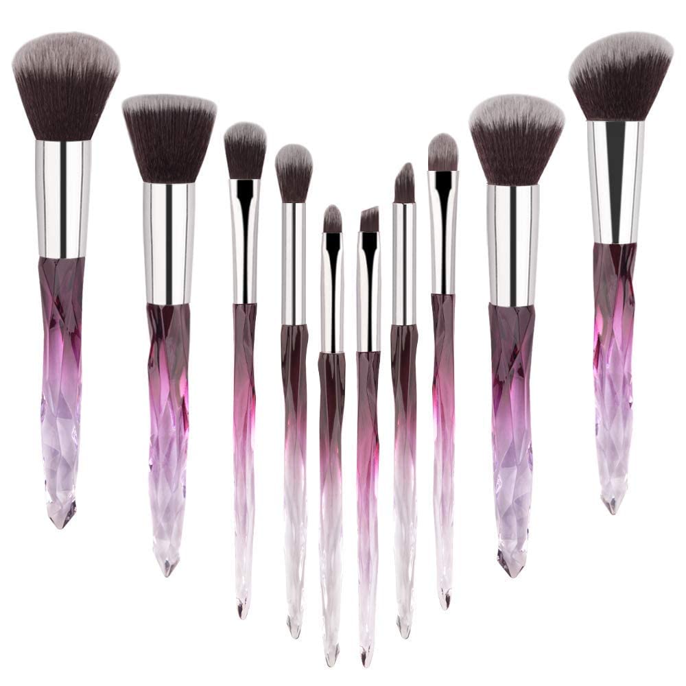 Daxstar 10pcs Deep Purple Makeup Brush Set - Soft Bristles for Eyeliner, Eyebrow, and Lip Contouring