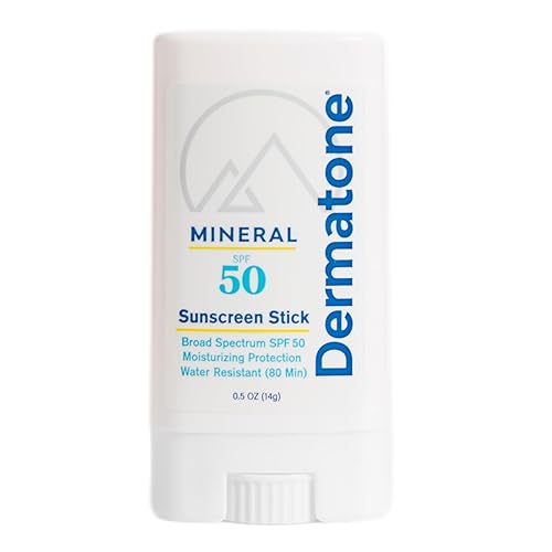 Dermatone Spf 50 Mineral Sunscreen Stick, Zinc Oxide, Water Resistant, Fragrance Free, 0.5 Oz