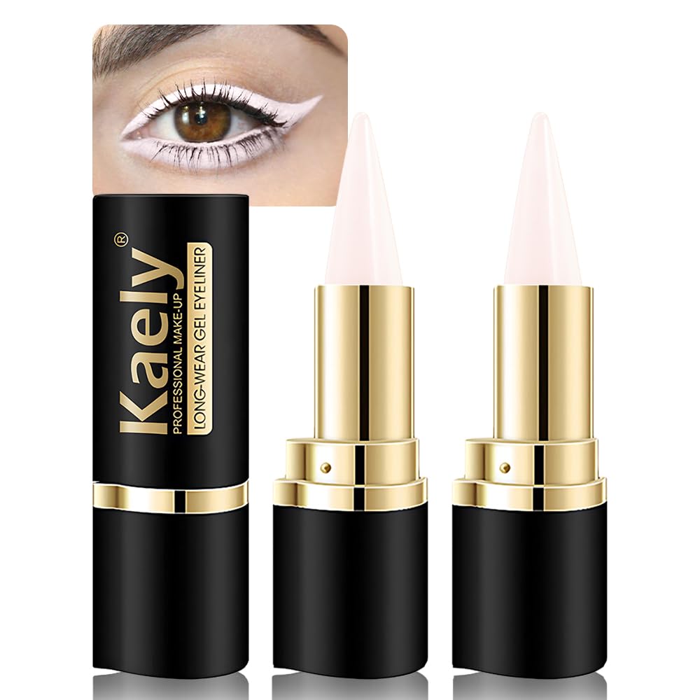 Evpct 2Pcs Gel Eyeliner Pencil Set - Waterproof Translucent White Cat Eye Makeup