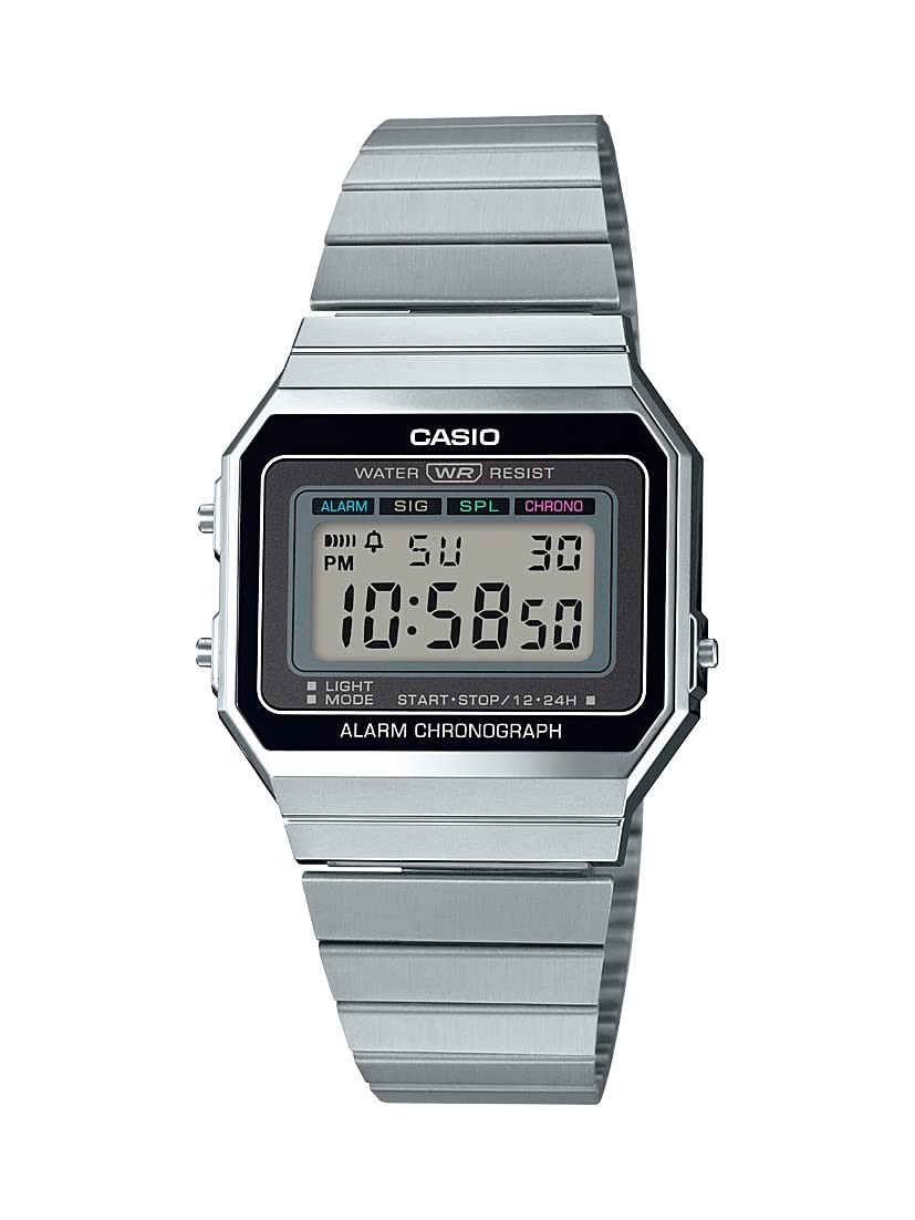 Casio Men'S A700W-1Acf Silver Stainless Steel Digital Quartz Watch, 35.5Mm Classic Design