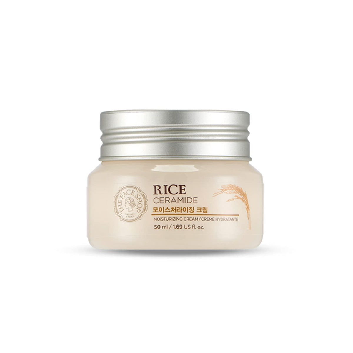 The Face Shop Rice Ceramide Moisturizing Cream - Hydrating, Brightening, Lightweight, 1.7 Fl Oz