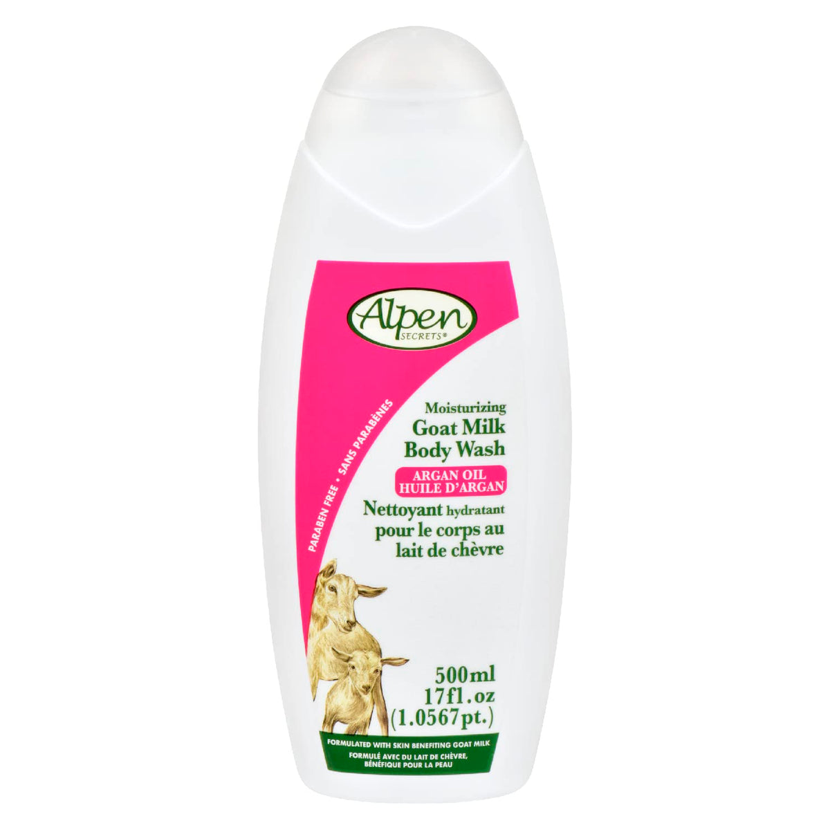 Alpen Secrets Goat Milk Body Wash With Argan Oil, 17 Fl Oz - Nourishing & Hydrating Cleanser