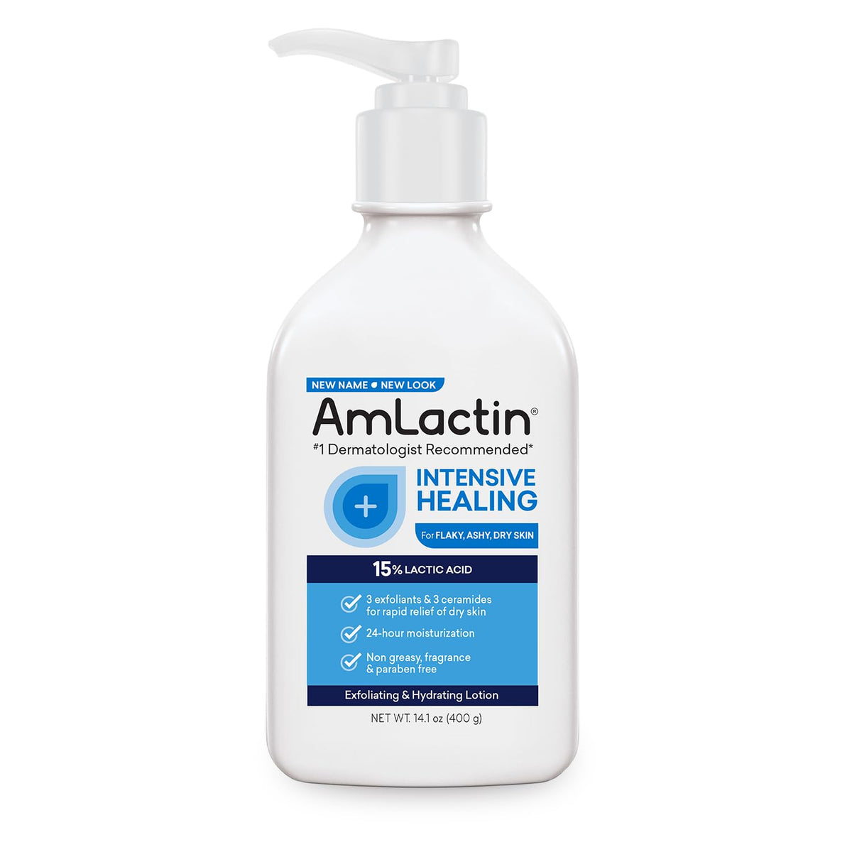 Amlactin Intensive Healing Body Lotion, 14.1 Oz - Exfoliator & Moisturizer With Ceramides