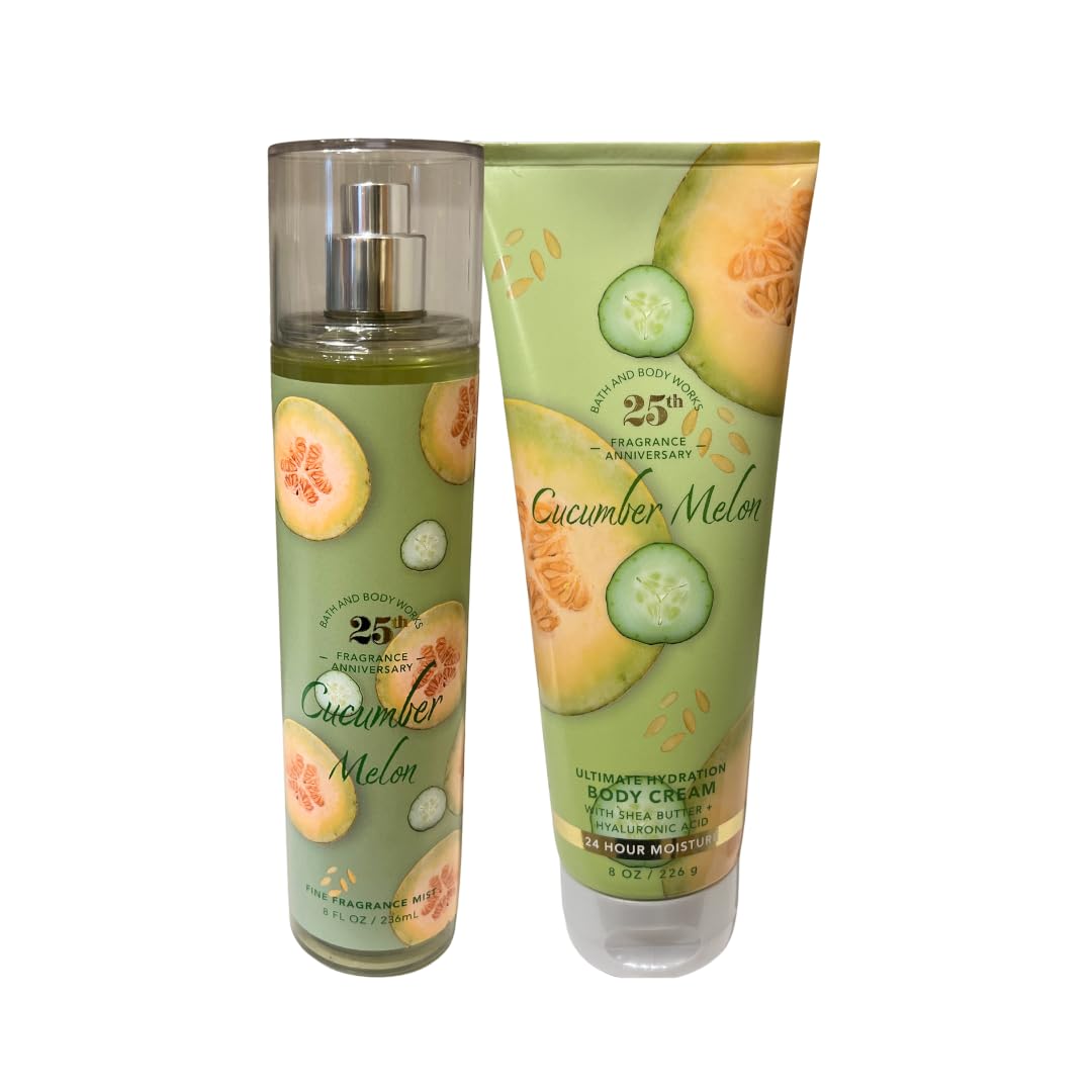 Bath & Body Works Cucumber Melon Fine Fragrance Mist & Body Cream Set - 8Oz