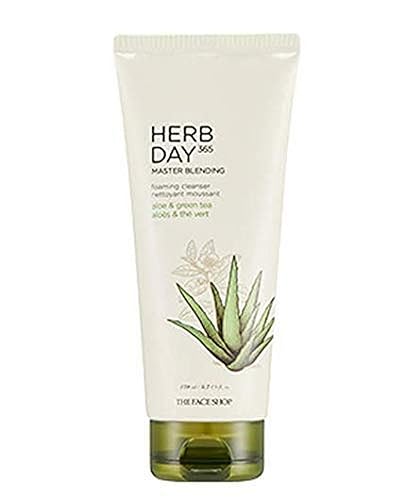 The Face Shop Herb Day 365 Cleansing Foam Aloe & Green Tea - Moisturizing Face Wash 5.7 Fl Oz