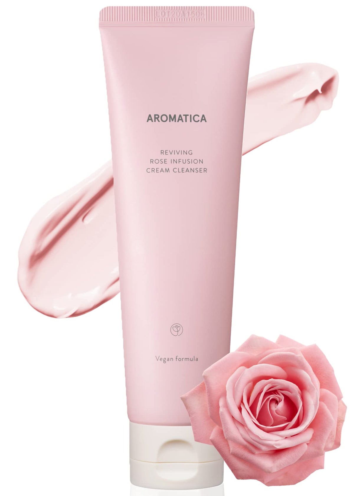 Aromatica Reviving Rose Cream Cleanser 5.11Oz - Vegan Foaming Cleanser For Dry Skin