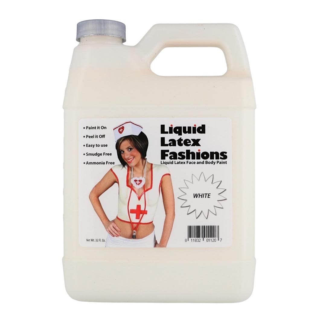 Liquid Latex Fashions White 32 Oz Liquid Latex Body Paint - Ammonia Free, Easy On/Off, Cosplay Makeup