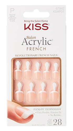 Kiss Acrylic French Nails, 28 Count Petite Length Nude - 3 Pack