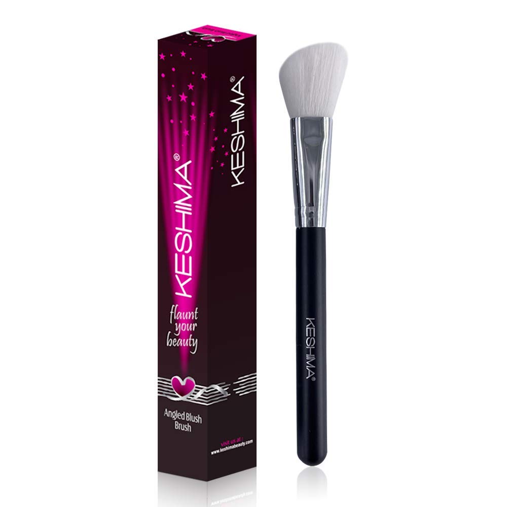 Keshima Angled Blush Brush & Bronzer Brush - Best For Contour & Makeup Application, Black