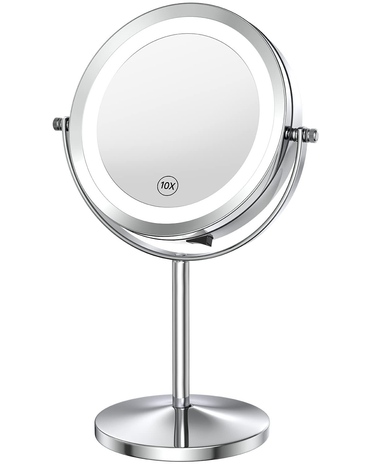 Benbilry 10X Lighted Makeup Mirror, 7&quot; Double-Sided, 360° Rotation, Battery Operated, Silver