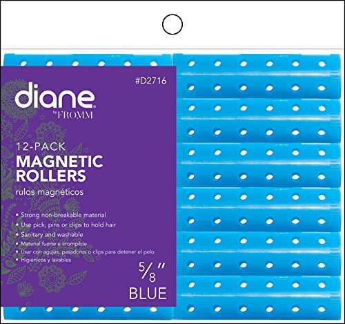 Diane Blue Magnetic Hair Rollers, 5/8 Inch, Strong Unbreakable Curls, Pack of 12