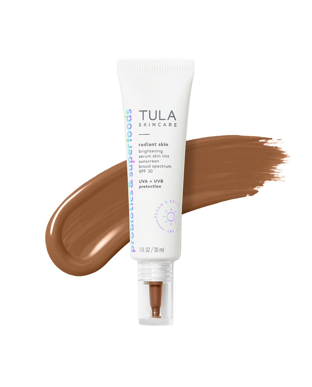 TULA Radiant Skin Brightening Serum Tint SPF 30 - Shade 24, 1 Fl Oz - Tinted Facial Sunscreen