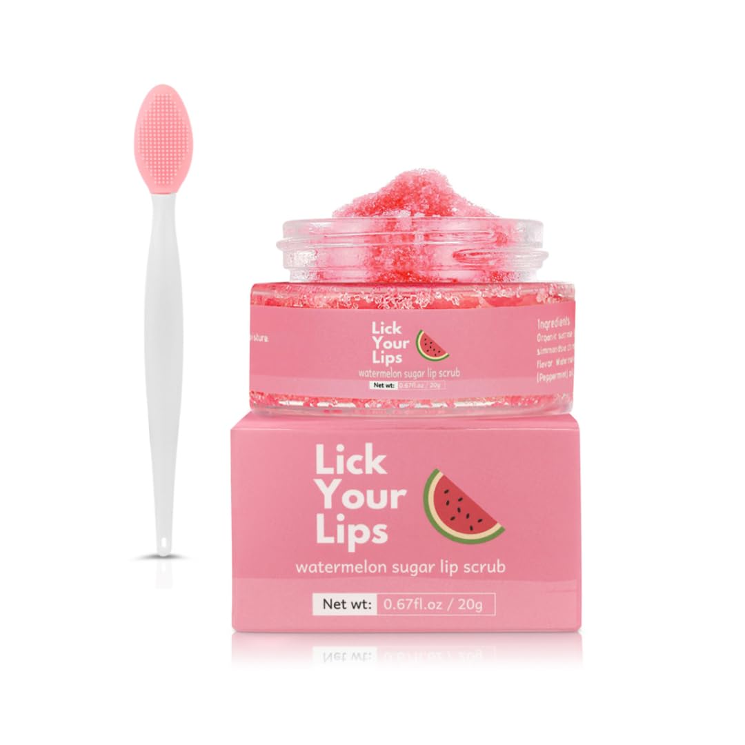 Lick Your Lips Watermelon Sugar Lip Scrub – Vegan Exfoliator For Dry, Dark Lips (20G)