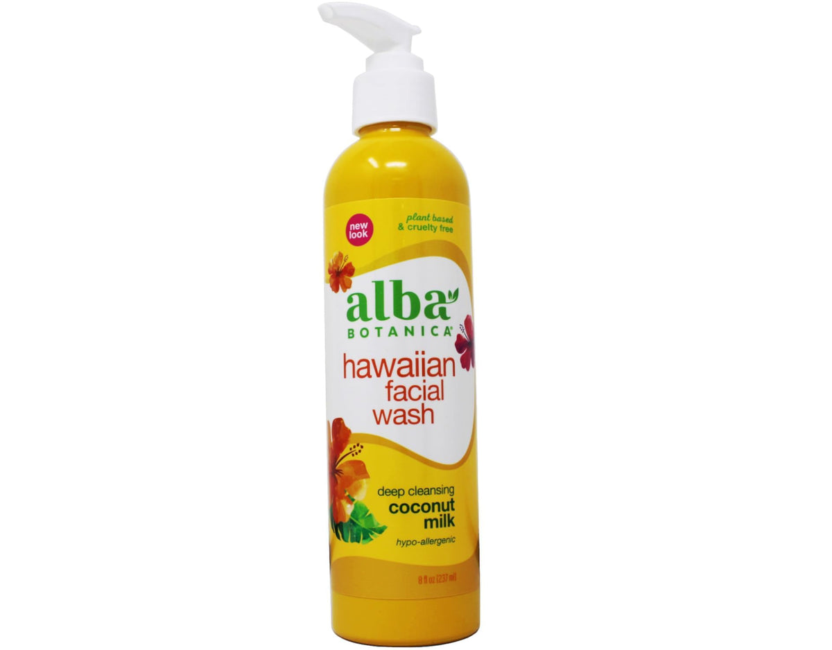 Alba Botanica Hawaiian Face Wash, Coconut Milk, 8 Fl Oz - Nourishing & Hydrating Cleanser