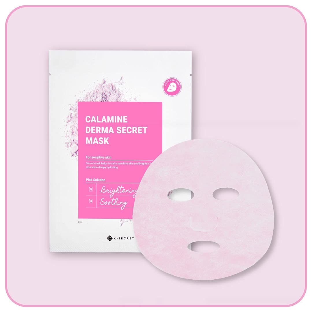 K-Secret Calamine Derma Secret Mask - 10 Hydrating Sheet Masks, 25G Each | Korean Skincare