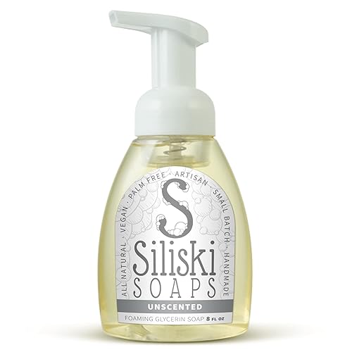 Siliski Soaps Unscented Foaming Glycerin Soap - All Natural, Vegan, 8 Fl Oz