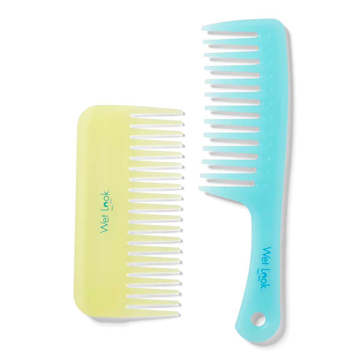 Plugged In Multi-Colored Wet Look Shower & Wide Tooth Comb Set - Plastic Hair Care Essentials