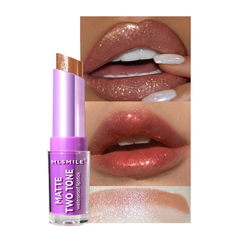 Easilydays Glitter Lipstick 2 In 1 - Waterproof Metallic Gloss, Shiny Matte - #02, 0.74 Oz