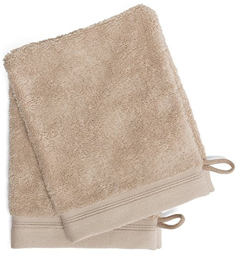 France Luxe Body French-Style Bath Mitt 2-Pack - Tan Cotton 6X8 Inch