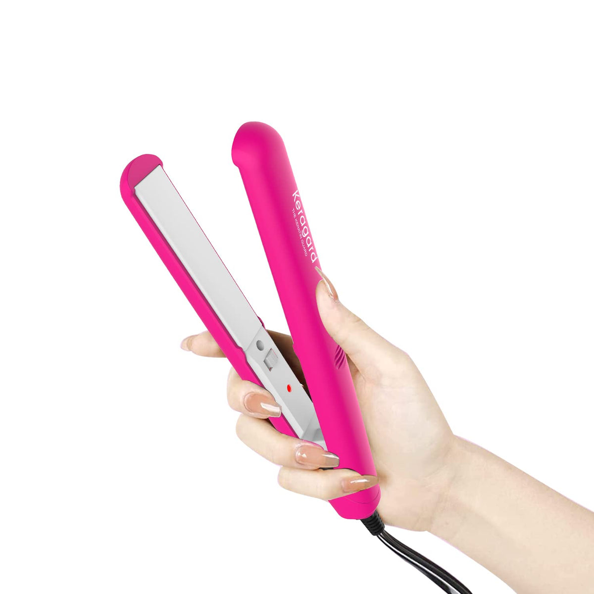 Keragard Mini Flat Iron, Smart Ceramic Tourmaline Hair Straightener, Dual Voltage, Pink