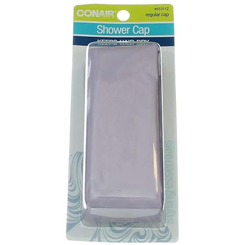 Conair Purple Shower Cap, 18&quot; Diameter, Plastic, Pack Of 2 - Durable Hair Protection