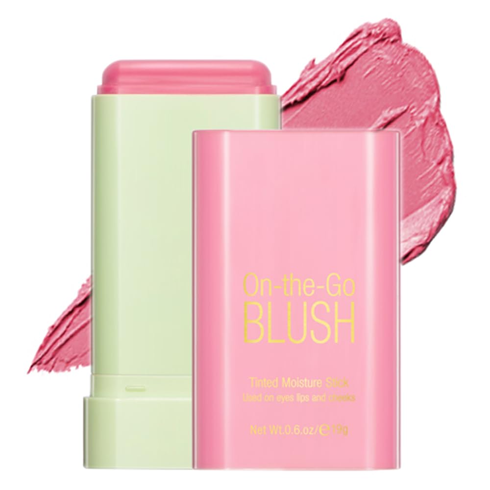 Mysense Pink Cream Blush Stick - Multi-Use Makeup For Cheeks, Lips & Eyes, Waterproof, 0.67 Oz