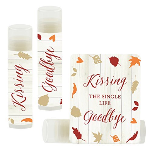 Andaz Press Bridal Shower Lip Balm Favors - 12-Pack Autumn Leaves Kissing Life Goodbye