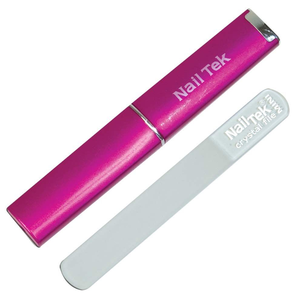 Nail Tek Mini Crystal File 3&quot; Double-Sided With Fuchsia Case - Professional Manicure & Pedicure Tool