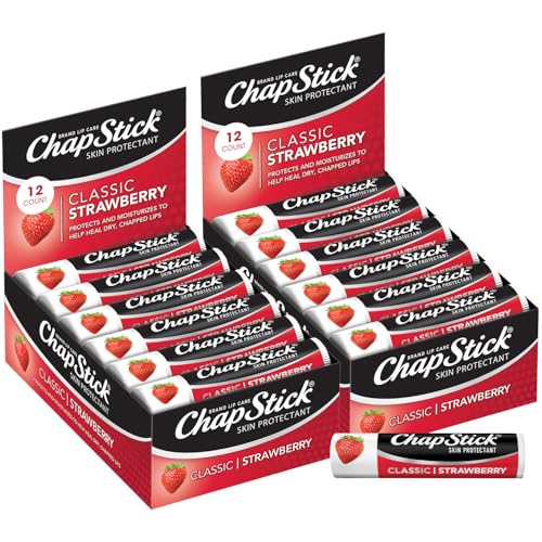 Chapstick Strawberry Lip Balm 24-Count, Tinted Moisturizer, 0.15 Oz Each - Juicy & Sweet