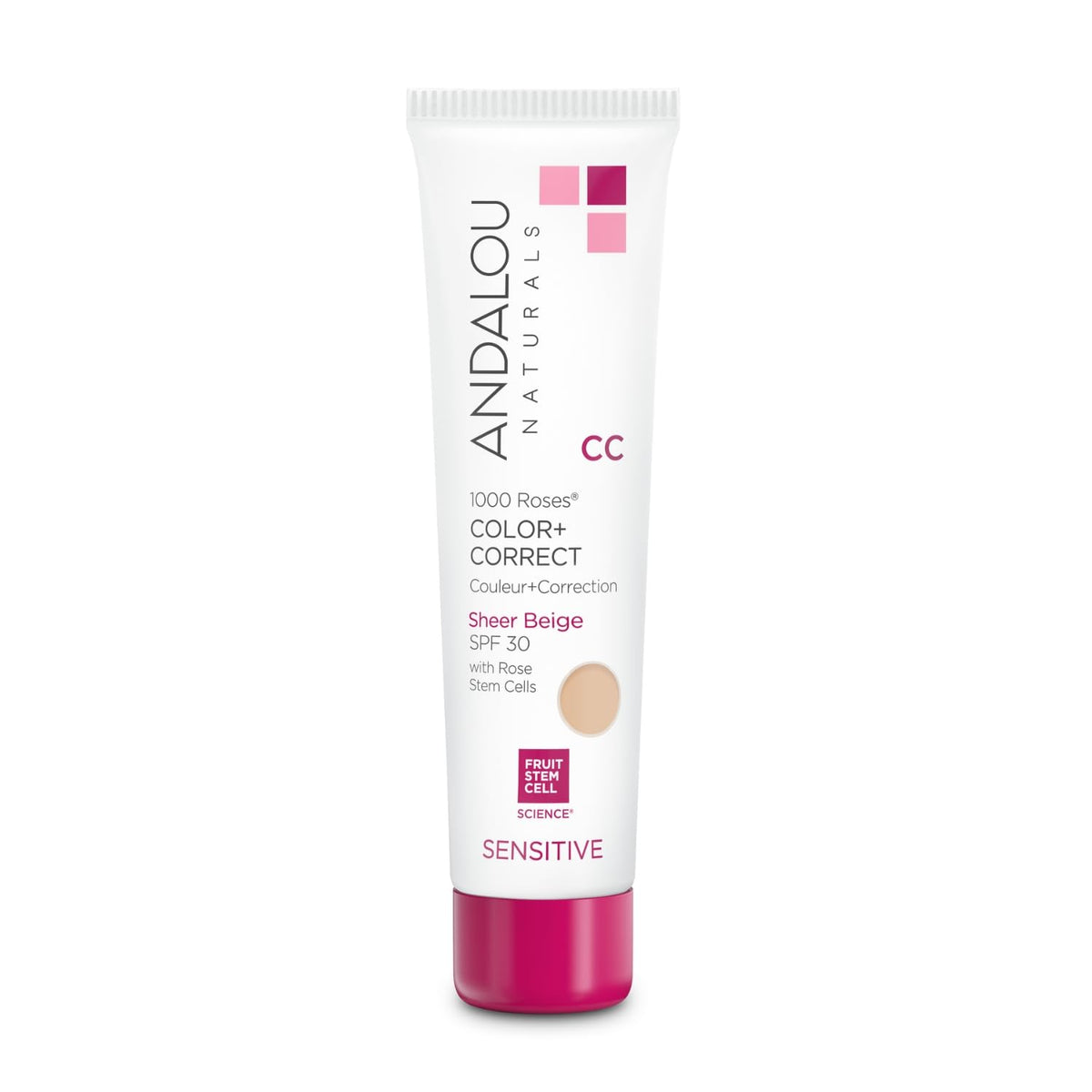 Andalou Naturals 1000 Roses Cc Cream Spf 30, Sheer Beige, 2 Fl Oz - Sensitive Skin, Reef